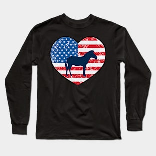 American Flag Heart Love Zebra Usa Patriotic 4Th Of July Long Sleeve T-Shirt